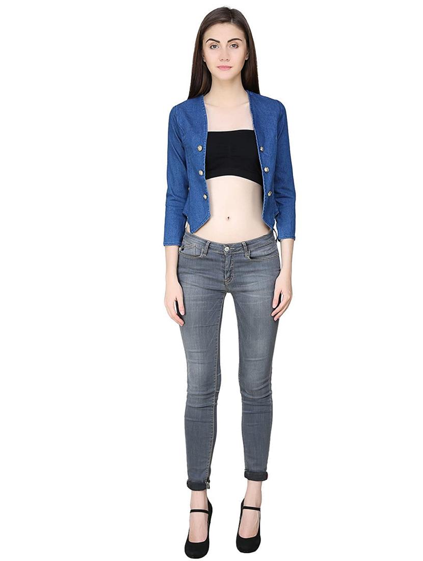 navy blue denim summer jacket - 17125949 - Standard Image - 3