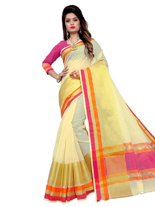 solid woven saree with blouse - 17127281 - Standard Image - 0