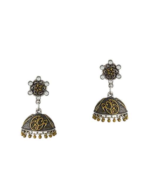 gold silver tone silver plated jhumka earring - 17130227 -  Standard Image - 0