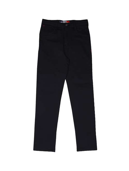 dark blue cotton blend casual trouser - 17130600 - Standard Image - 0