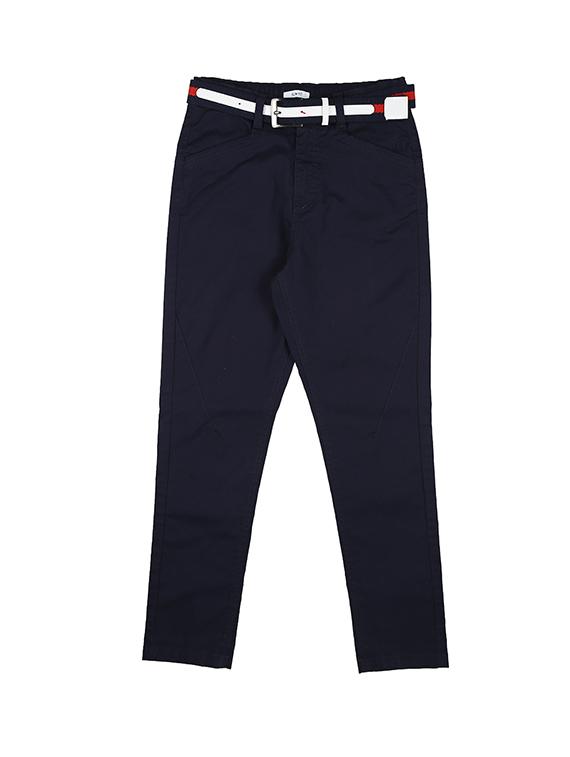 dark blue cotton blend casual trouser - 17130602 -  Zoom Image - 0