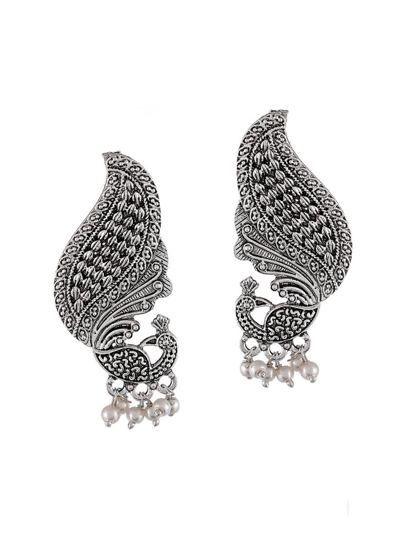 silver tone silver plated drop earring - 17133516 -  Zoom Image - 0