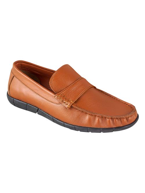 tan leather slip on loafers - 17134386 - Standard Image - 0