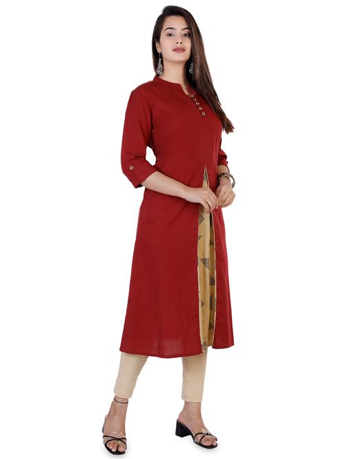 solid a-line kurta - 17136244 -  Standard Image - 0