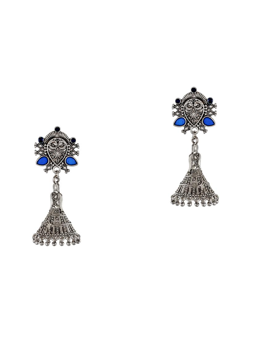 silver tone  silver plated jhumka earring - 17136338 -  Zoom Image - 0
