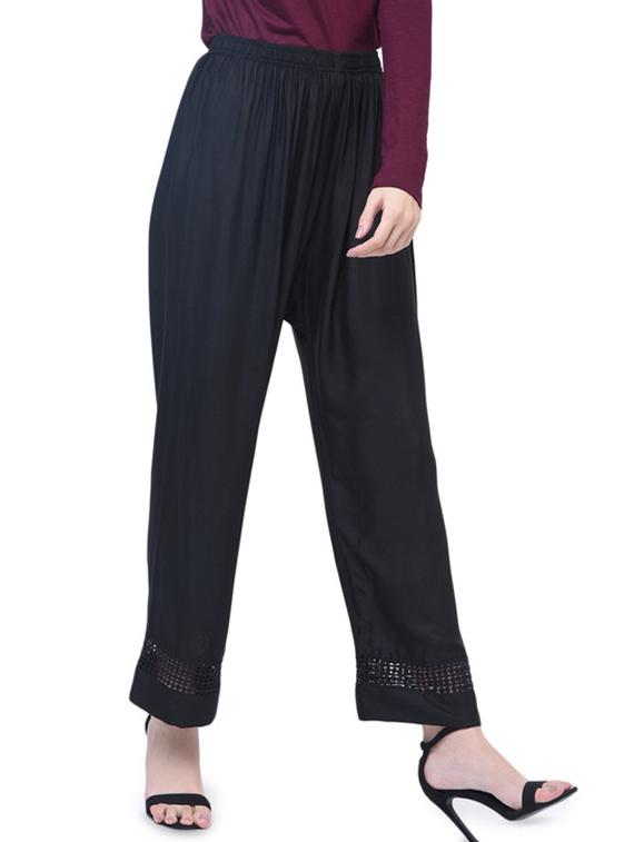 solid cotton straight pants - 17138746 -  Zoom Image - 0