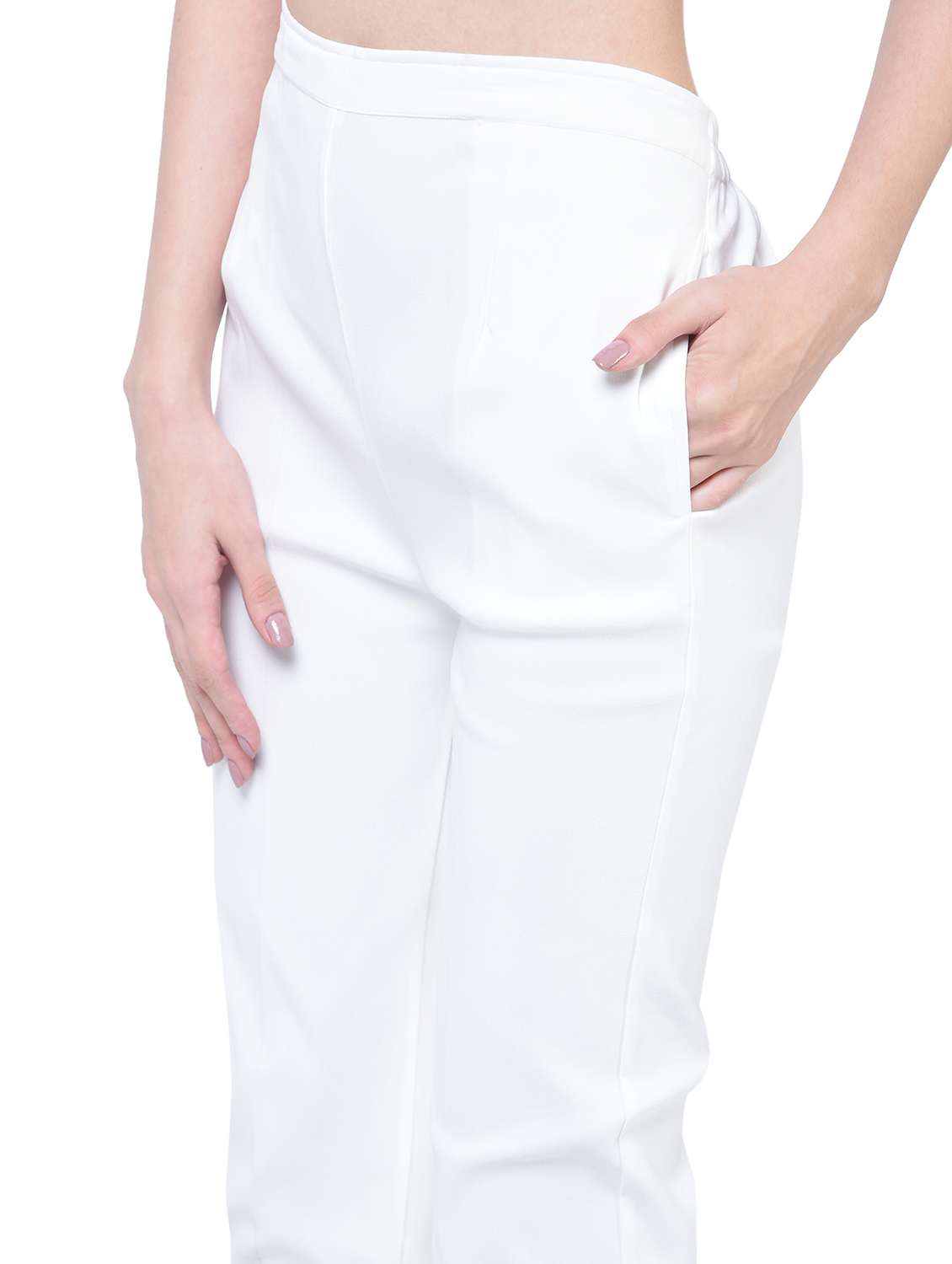 women solid high rise cigarette pants  - 17138763 -  Standard Image - 3