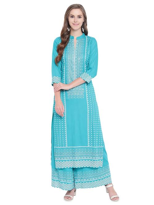 printed kurta palazzo set - 17138836 -  Standard Image - 0