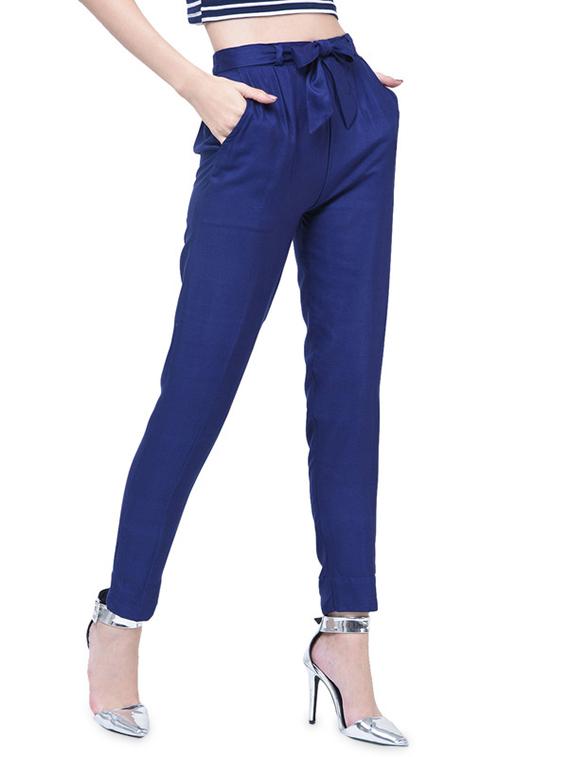 women solid high rise cigarette pants  - 17138887 -  Zoom Image - 0