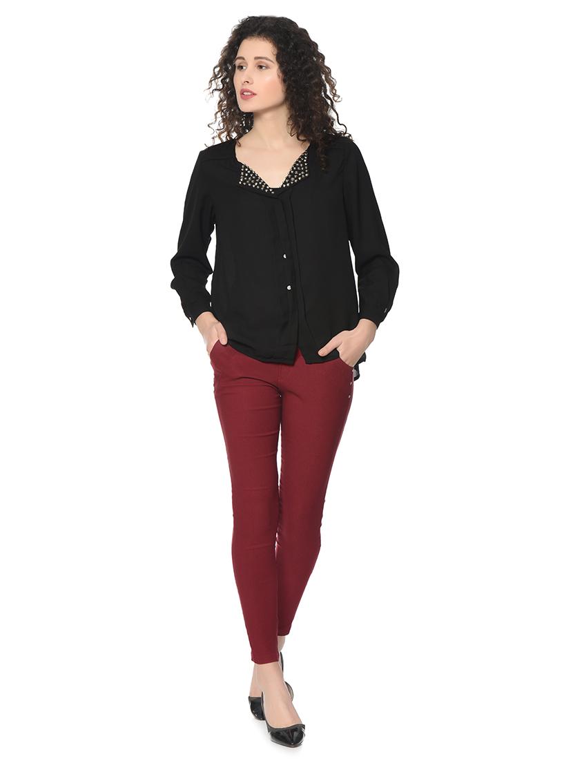 embellished collar solid shirt - 17138901 - Standard Image - 3