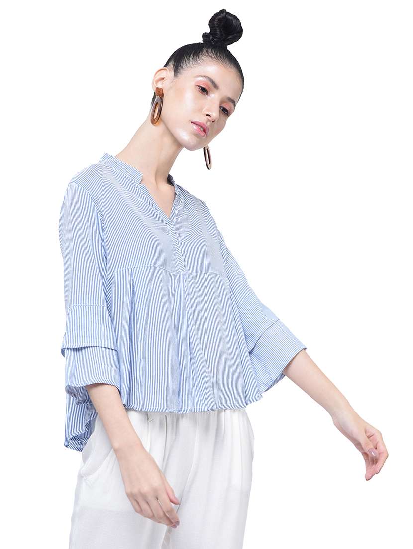 women's a line mandarin neck top - 17138906 -  Zoom Image - 0