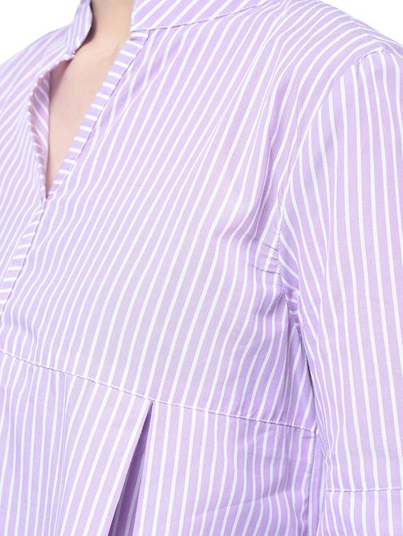 mandarin neck striped top - 17138907 - Standard Image - 3
