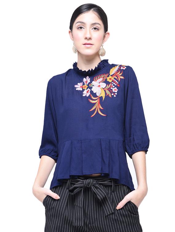 women's peplum mock neck top - 17138909 -  Zoom Image - 0