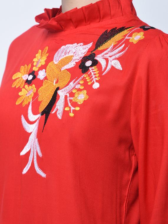 frilled neck high-low top - 17138913 - Standard Image - 3