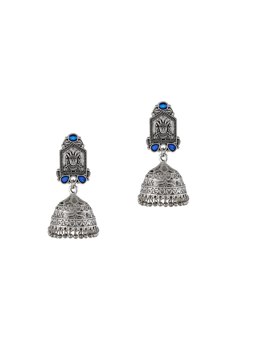 silver tone silver plated jhumka earring - 17139728 - Zoom Image - 0