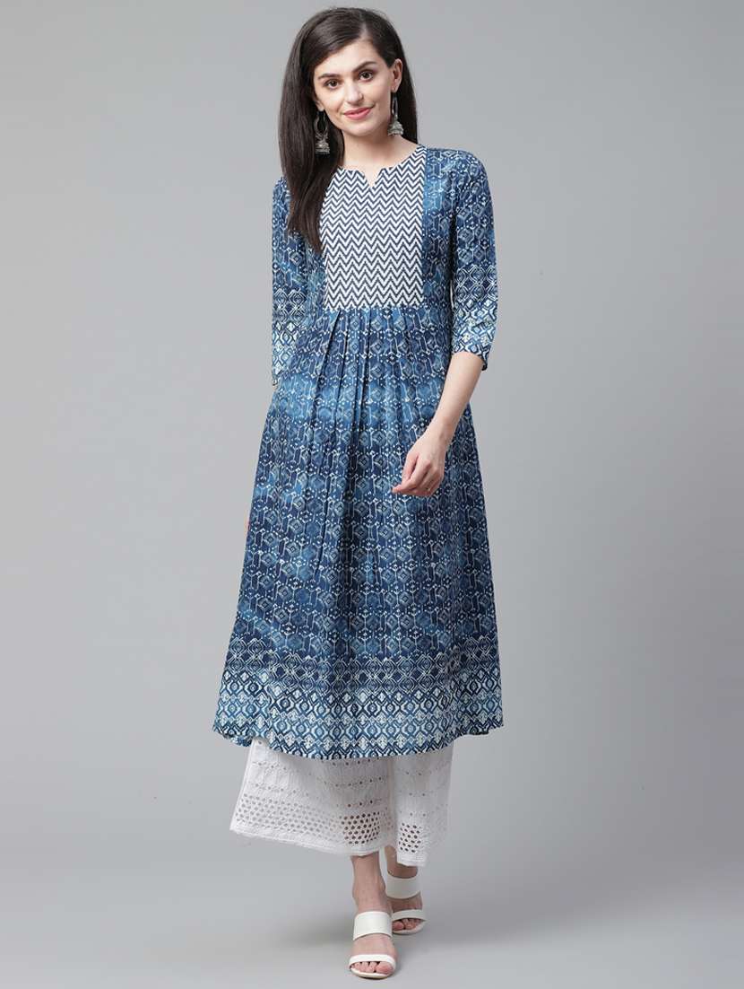 indigo a-line kurta