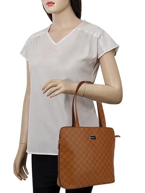tan leatherette (pu) handbag - 17140764 - Standard Image - 5
