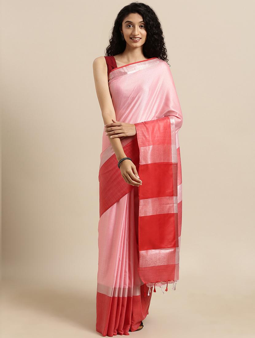 solid woven saree with blouse - 17140862 -  Zoom Image - 0