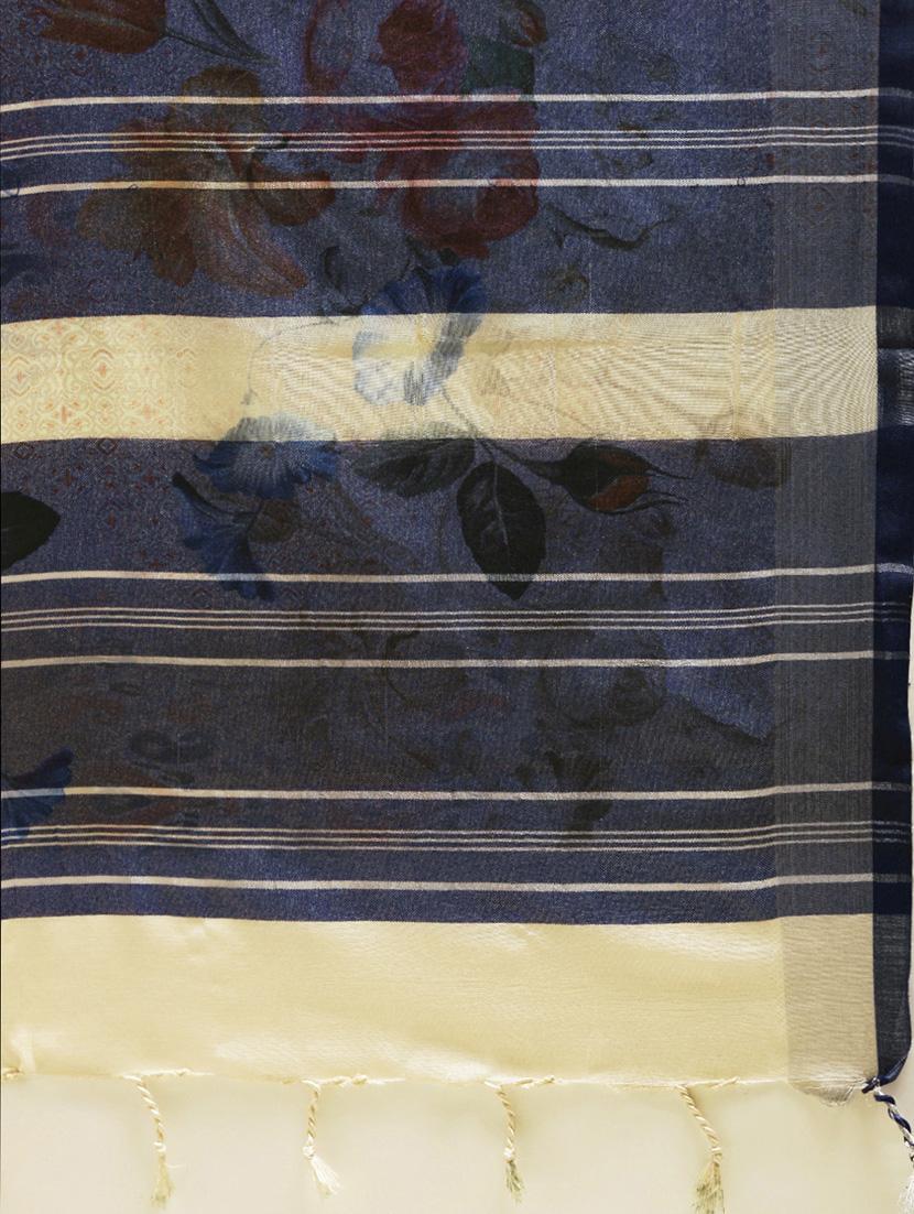 floral woven saree with blouse - 17140881 - Standard Image - 5