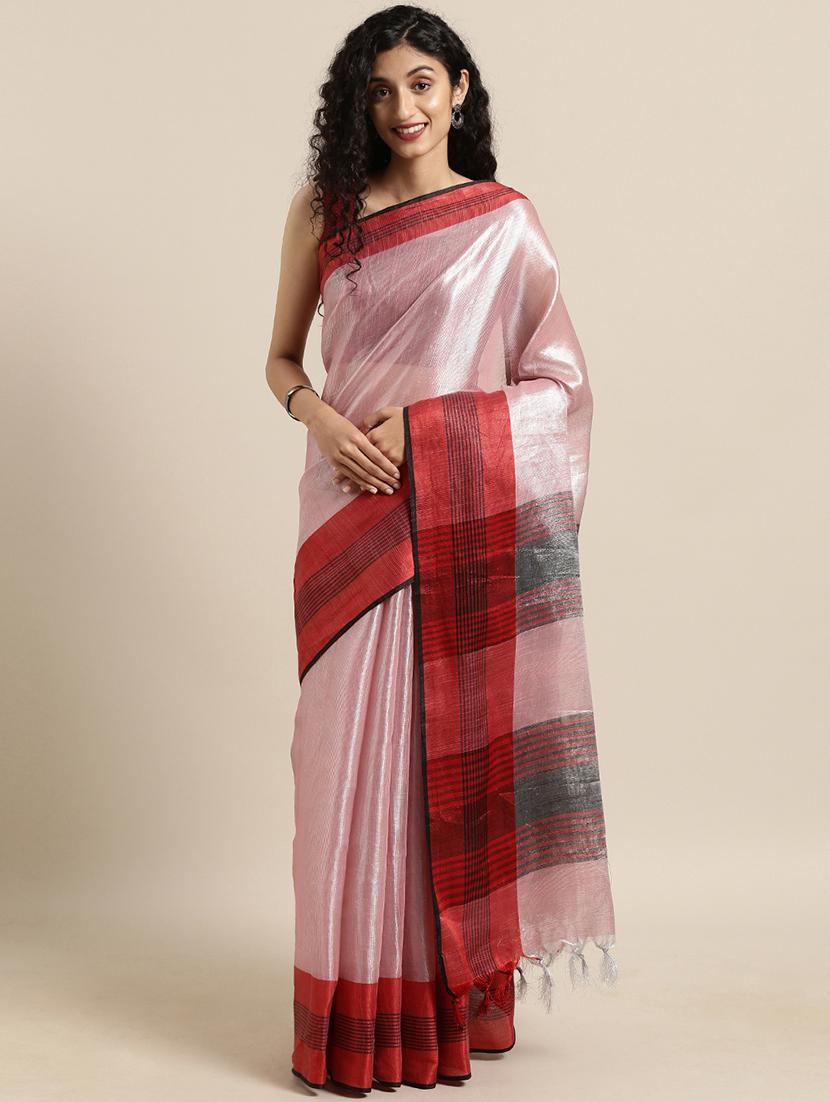 bordered woven saree with blouse - 17140964 - Zoom Image - 0