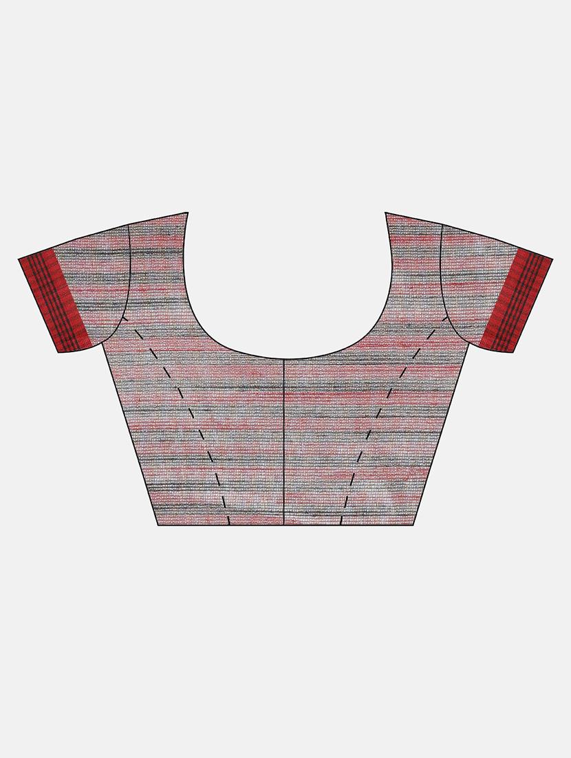 bordered woven saree with blouse - 17140964 - Standard Image - 3