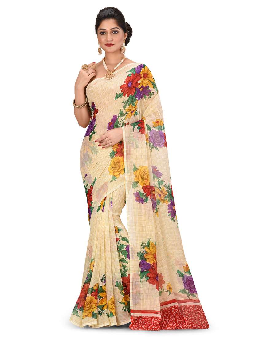 floral printed saree with blouse