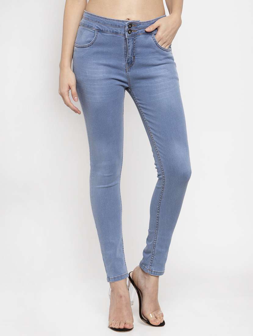 blue cotton blend jeans