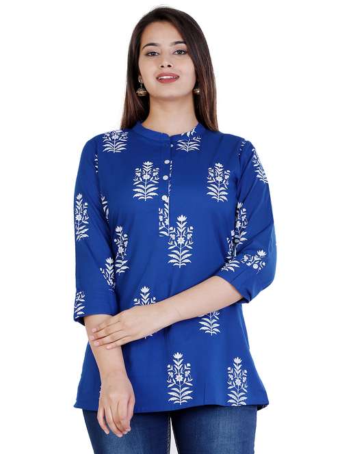 blue cotton regular tunic