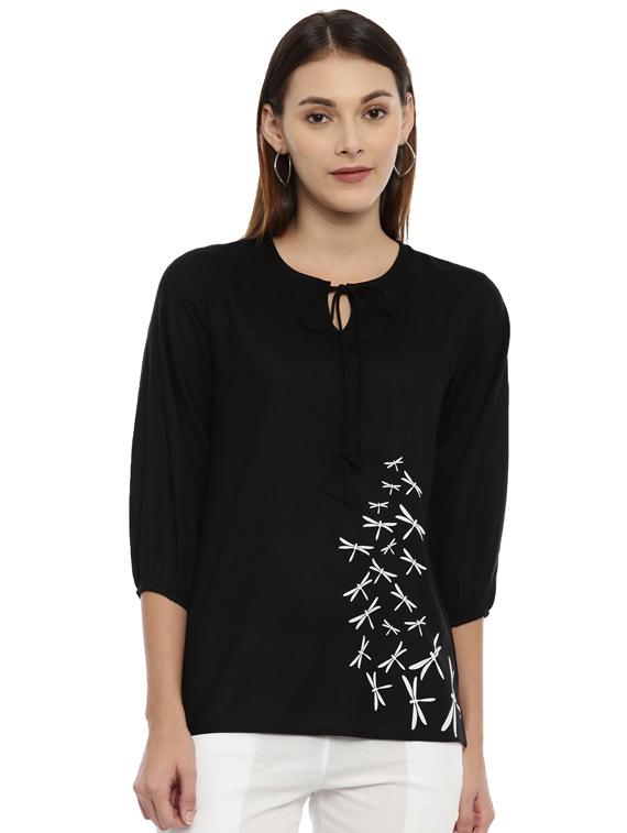 women's straight tie-up neck top - 17143983 - Zoom Image - 0