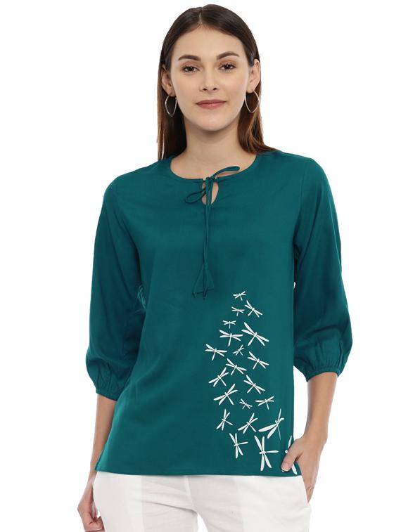 women's straight tie-up neck top - 17143984 - Zoom Image - 0