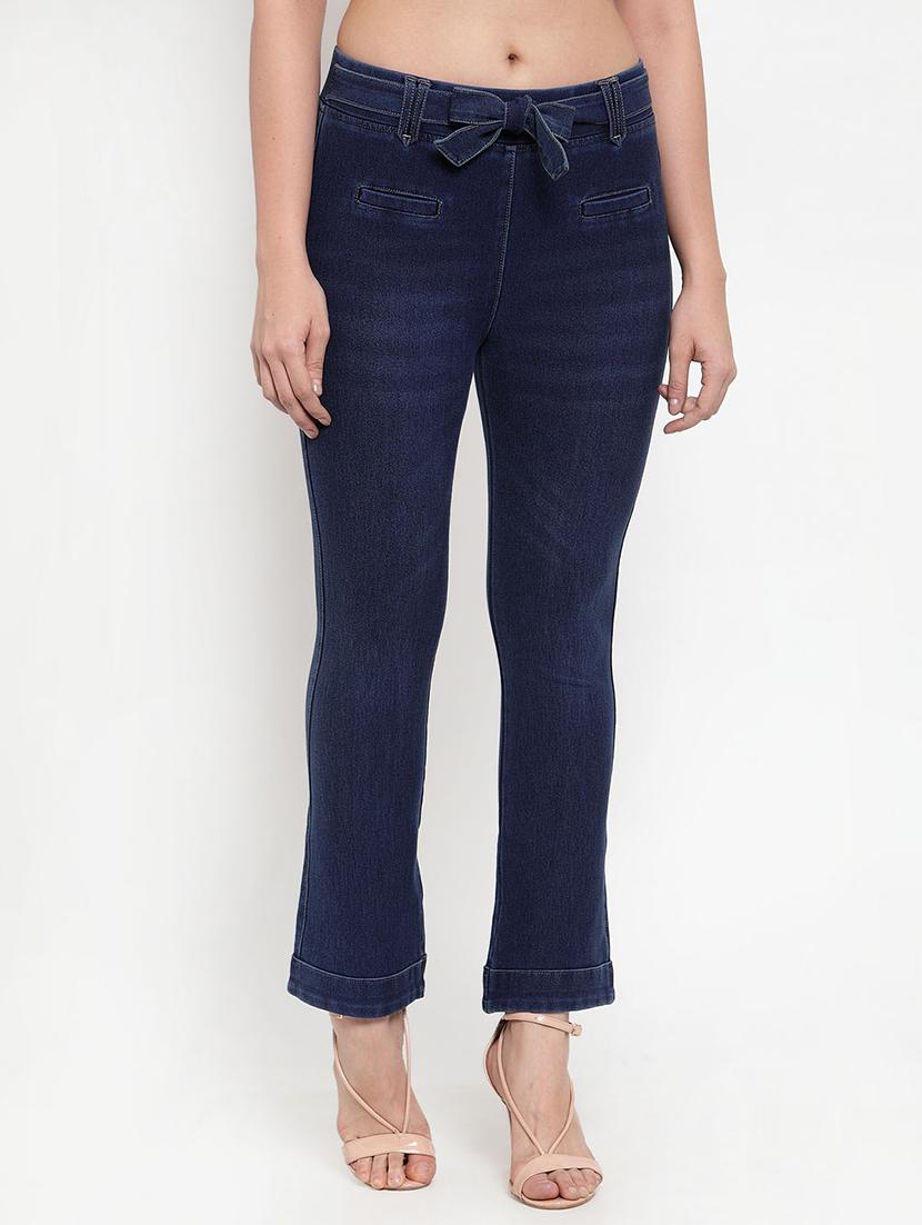 tie front stone washed jeans - 17144208 - Zoom Image - 0