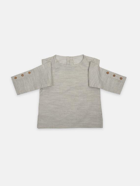 grey khadi kurta kurtas & set - 17145458 -  Zoom Image - 0