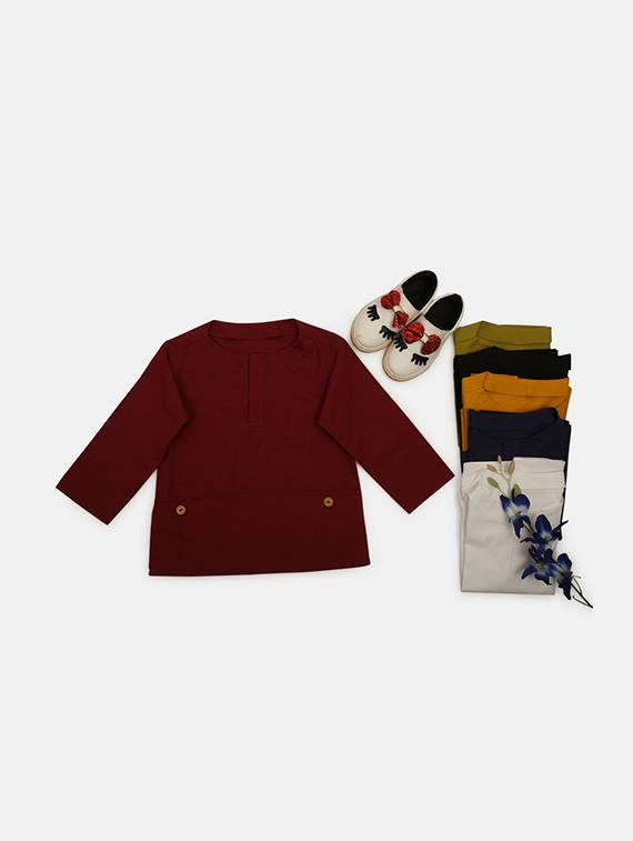 red cotton kurta kurtas & set - 17145494 - Zoom Image - 0