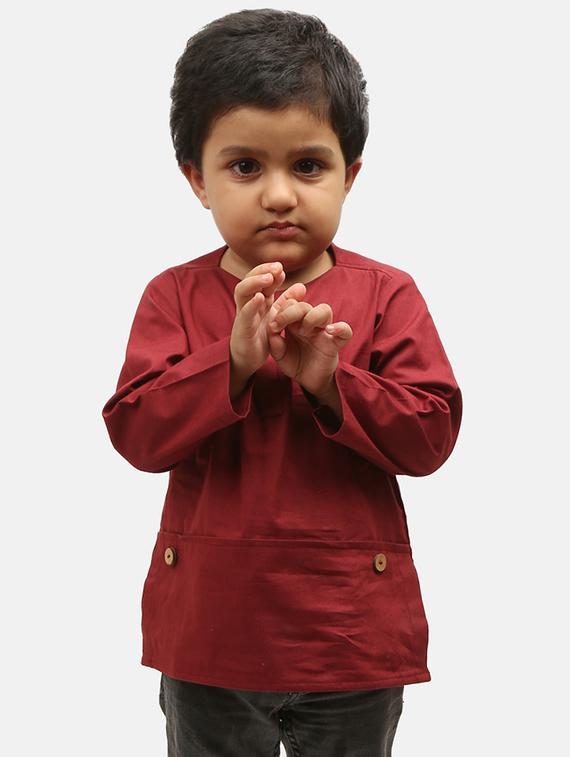 red cotton kurta kurtas & set - 17145494 - Standard Image - 3