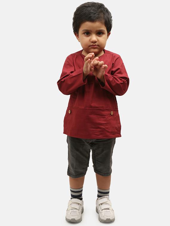 red cotton kurta kurtas & set - 17145494 - Standard Image - 5