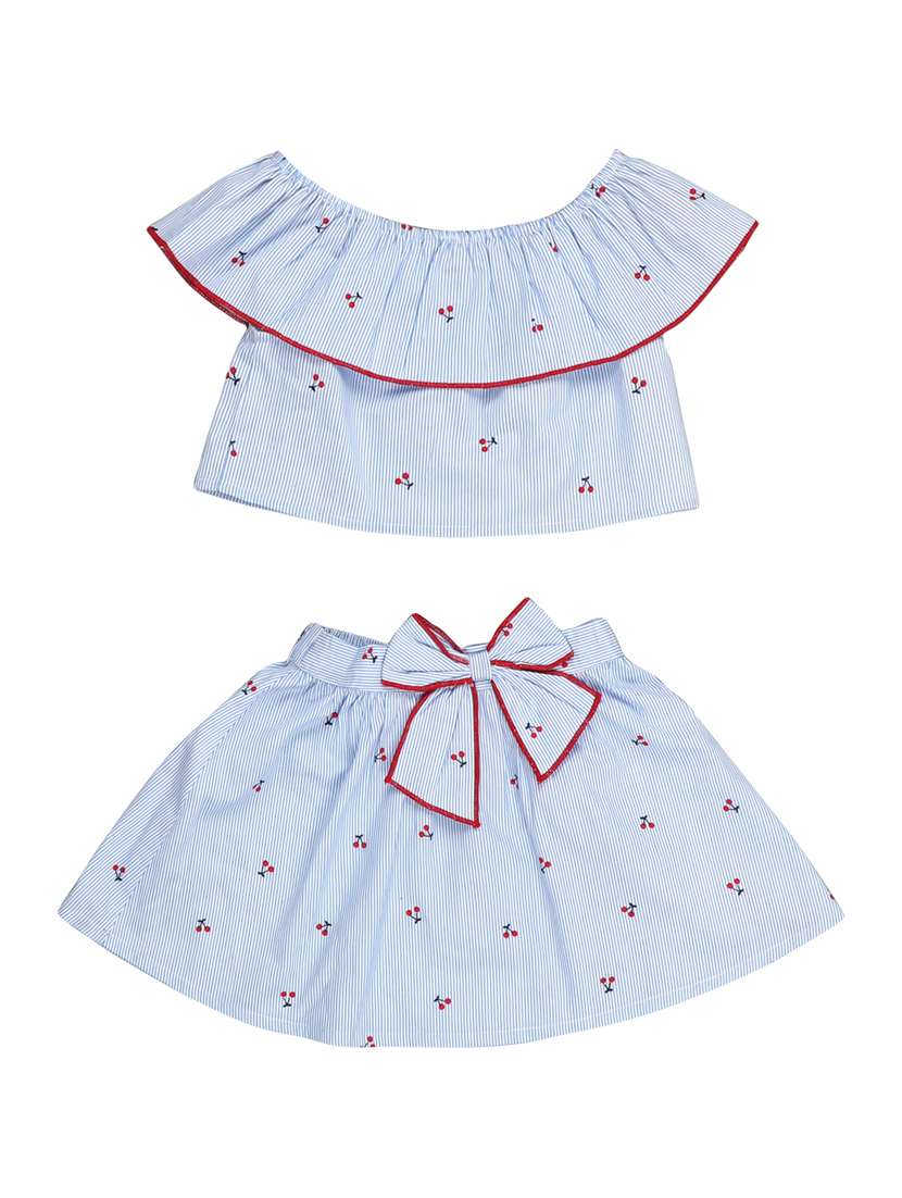 blue printed skirt top twin sets & jump suit