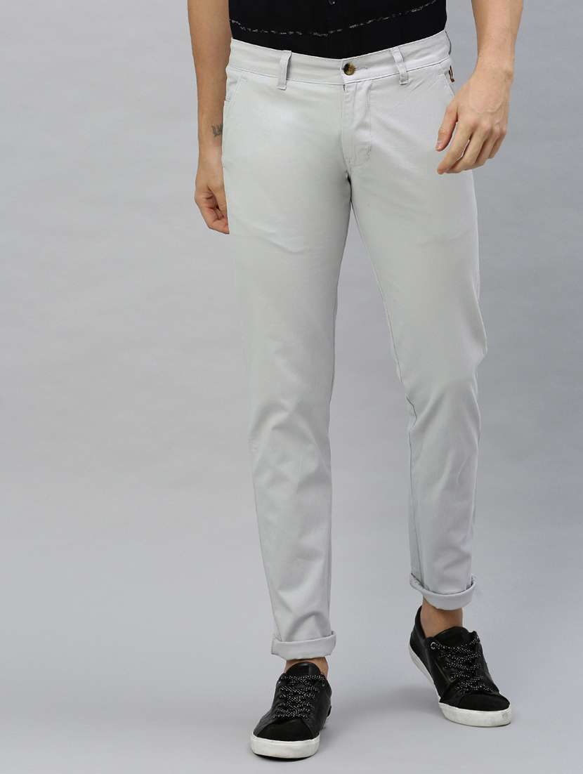 grey solid chinos