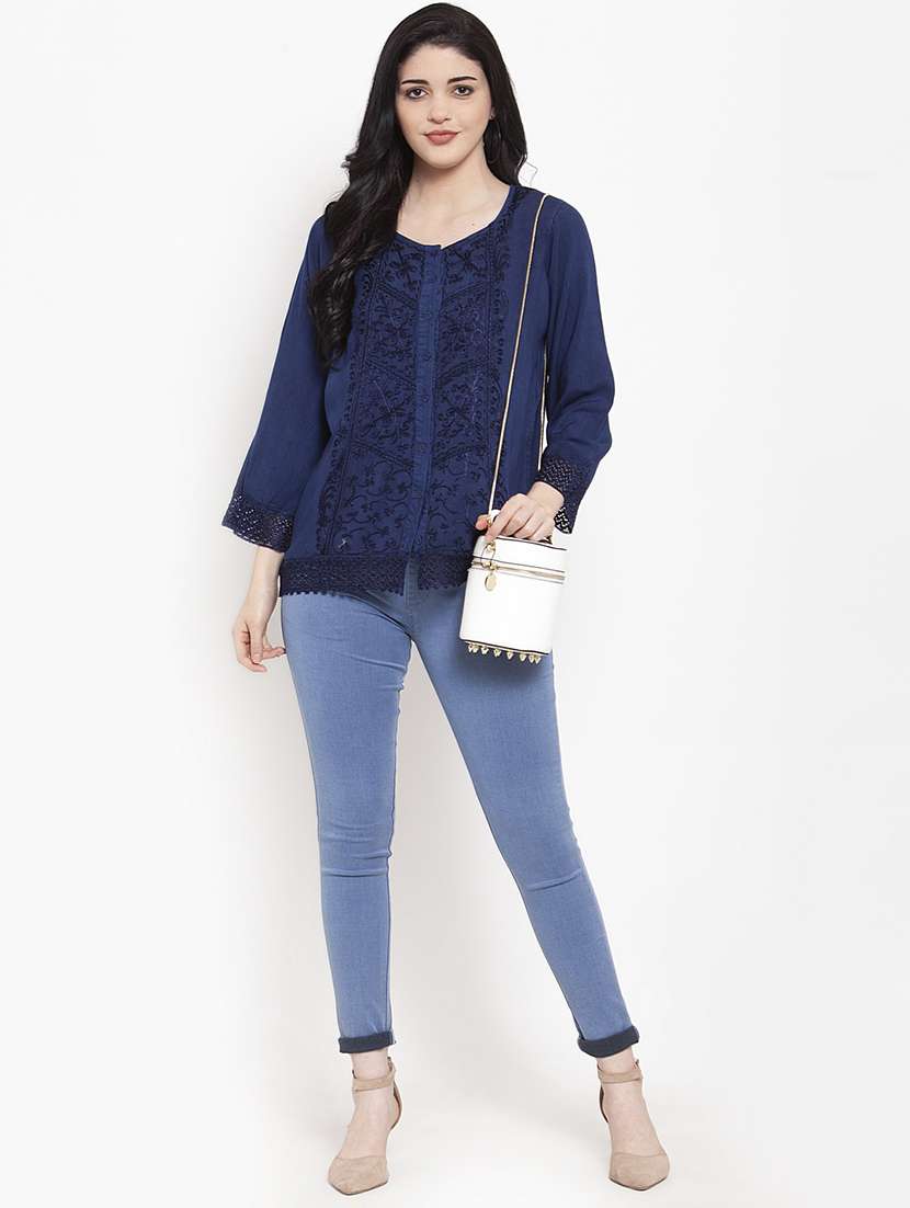 blue cotton regular top - 17147477 -  Standard Image - 3