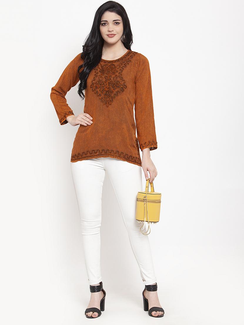 red rayon regular top - 17147485 - Standard Image - 3