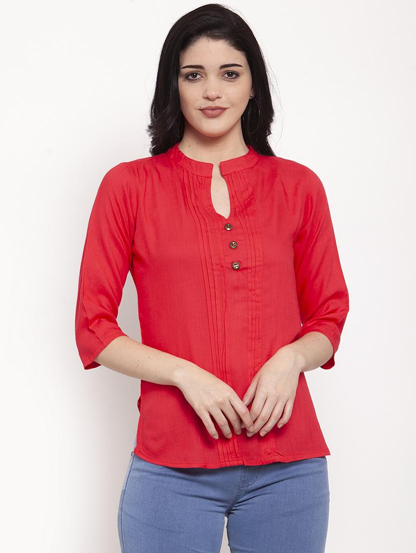red rayon regular top - 17147488 -  Zoom Image - 0