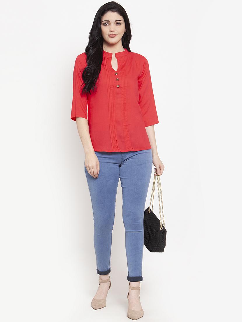 red rayon regular top - 17147488 - Standard Image - 3