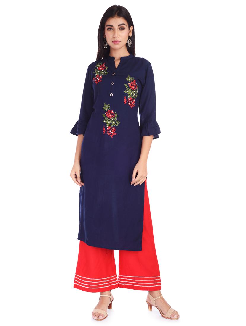 embroidered straight kurta - 17147977 - Zoom Image - 0