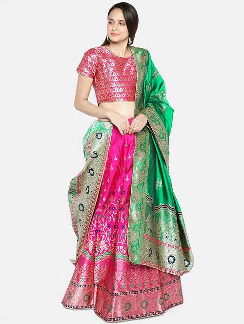 floral panelled lehenga - 17148049 -  Standard Image - 0