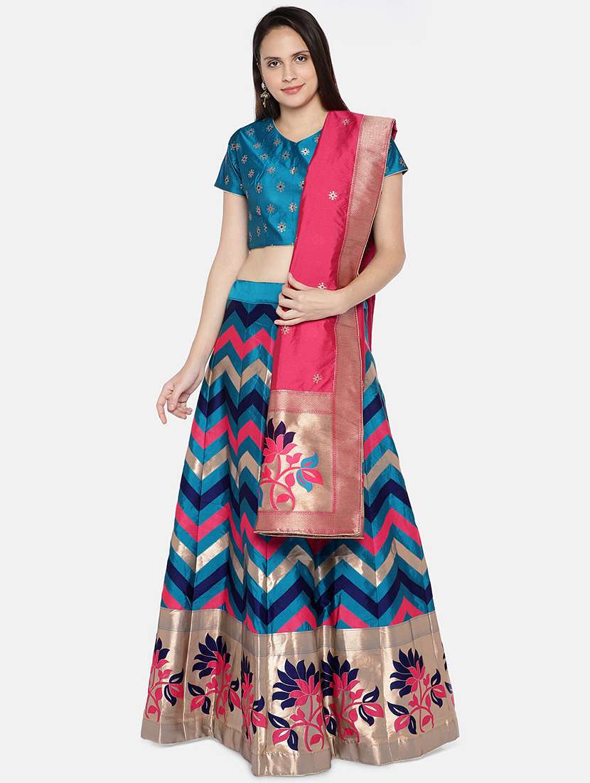 chevron panelled lehenga