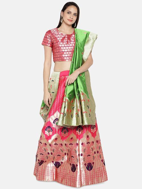 printed panelled lehenga - 17148057 - Standard Image - 0