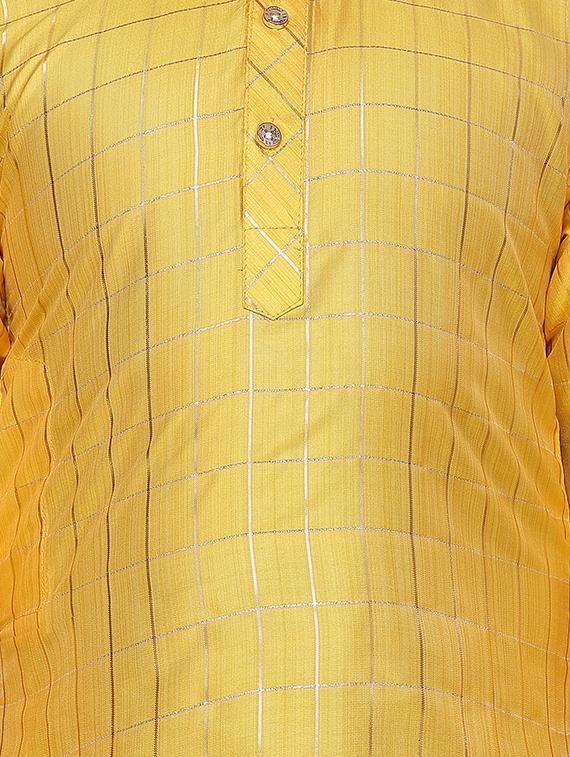 yellow silk blend kurta sets kurtas & set - 17148625 - Standard Image - 3