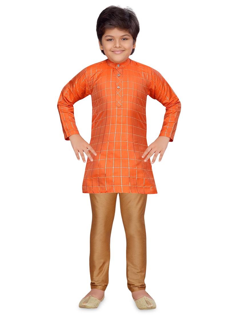 orange silk blend kurta sets kurtas & set - 17148626 - Zoom Image - 0