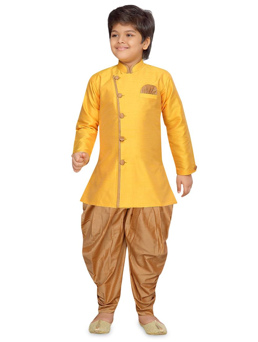 yellow silk blend kurta sets kurtas & set - 17148635 - Zoom Image - 0