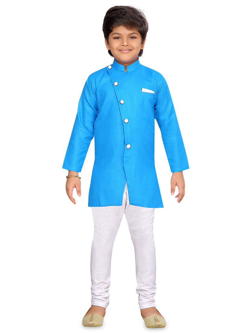 light blue cotton kurta sets kurtas & set - 17148637 - Zoom Image - 0