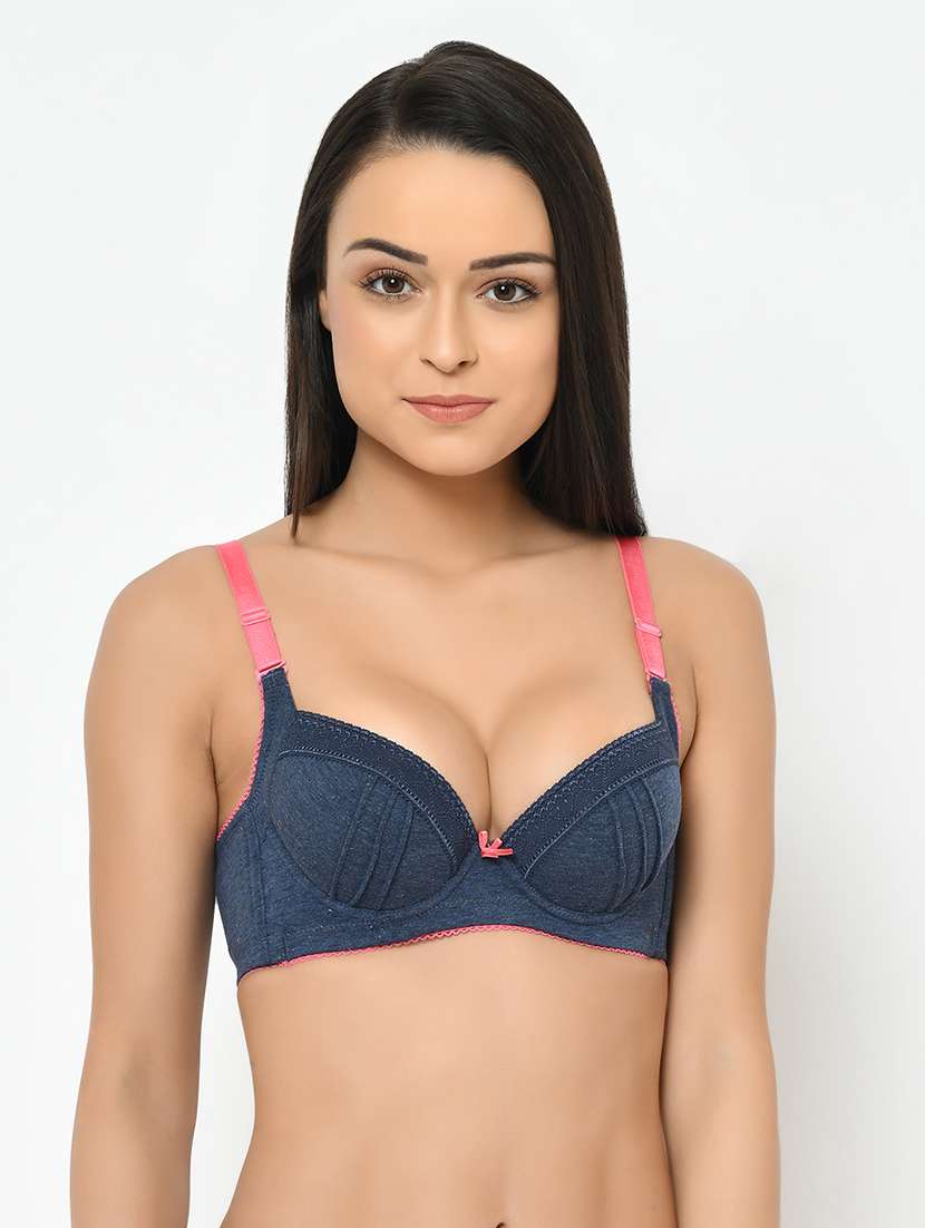 blue polyester push up bra - 17148815 -  Zoom Image - 0